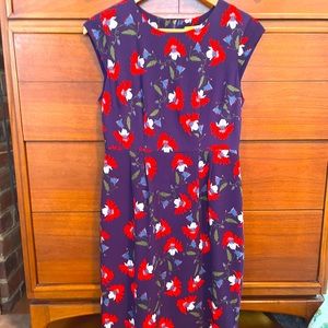 Anthropologie Maeve sheath dress with cap sleeves size 2/4 floral print back zip